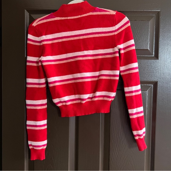 Forever 21 Red and Pink Striped Zip Sweater - Picture 4 of 5